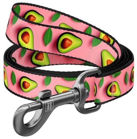 Collar WauDog Nylon Smycz nylonowa S 15mm/200cm, wzór AWOKADO NA RÓŻU