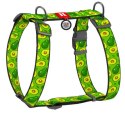 Collar WauDog Nylon Szelki nylonowe anatomiczne w kształcie litery H, z QR-paszportem, plastikowy fastex, wzór AWOKADO, rozmiar 