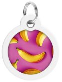 Collar WauDog Smart ID Zawieszka z QR-paszportem okrągła 3cm banany na różu