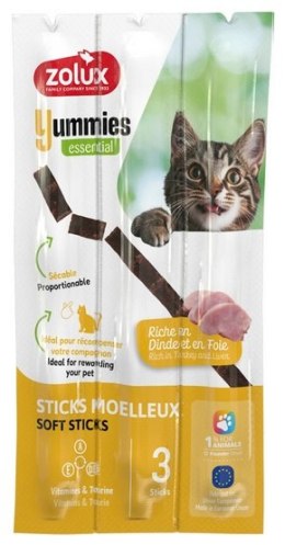 Zolux Yummies Miękki przysmak dla kota - Pałeczki Indyk & Wątróbka 3x5g