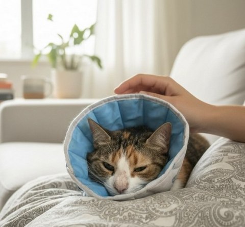 Grande Finale Kołnierz pozabiegowy z tkaniny rozmiar 4 niebieski [WET/KT/4(XL)