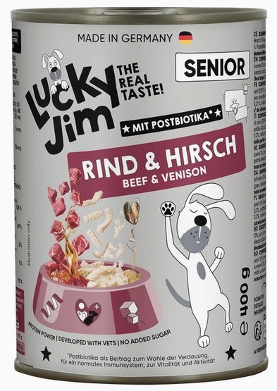 Lucky Jim Classic Senior Wołowina i jeleń puszka 400g