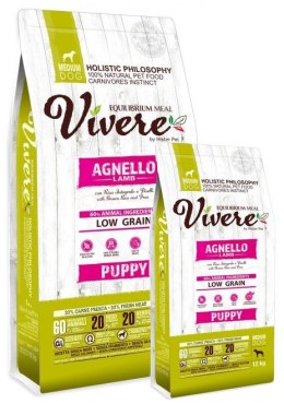 Vivere Dog Medium Puppy Lamb Monobiałkowa karma dla szczeniąt z jagnięciną 12+3kg