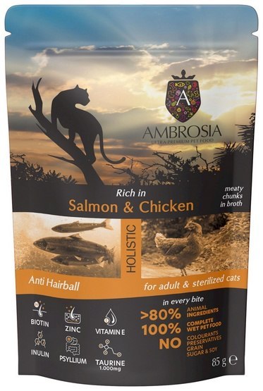 Ambrosia Cat Adult Salmon & Chicken saszetka 85g