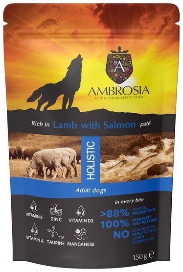 Ambrosia Dog Adult Lamb & Salmon saszetka 150g