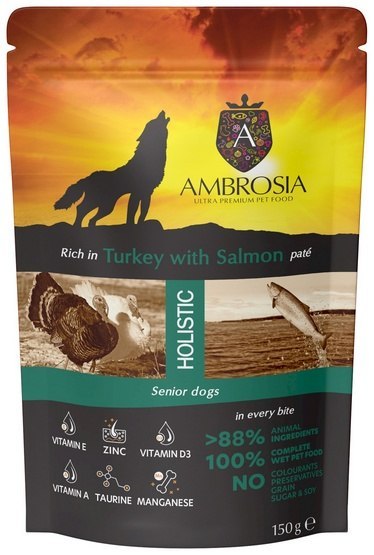 Ambrosia Dog Senior Turkey & Salmon saszetka 150g