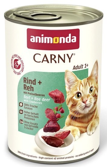 Animonda Carny Adult Wołowina, Sarnina + Borówka puszka 400g