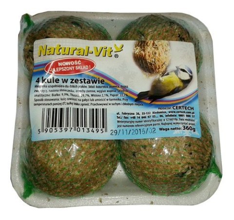 Natural-Vit Kule dla dzikich ptaków tacka 4szt 360g