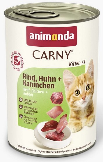 Animonda Carny Kitten Wołowina, Kurczak + Królik puszka 400g
