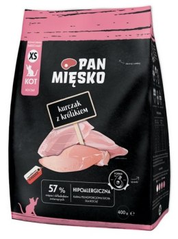 Pan Mięsko Karma sucha dla kociąt - kurczak i królik chrupki XS 400g