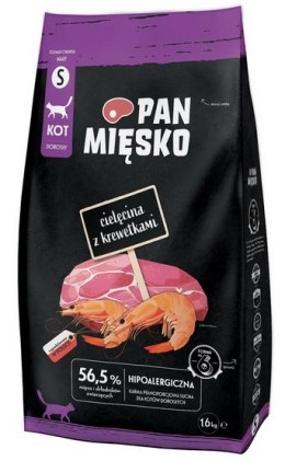 Pan Mięsko Karma sucha dla kota - cielęcina i krewetki chrupki S 1,6kg