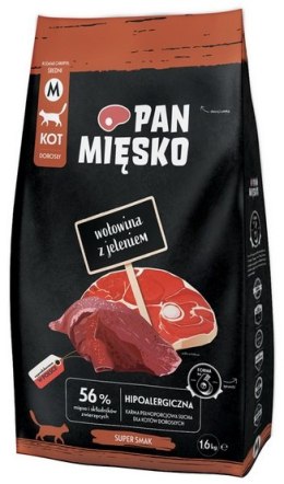 Pan Mięsko Karma sucha dla kota - wołowina i jeleń chrupki M 1,6kg
