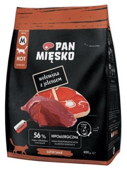 Pan Mięsko Karma sucha dla kota - wołowina i jeleń chrupki M 400g