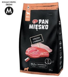 Pan Mięsko Karma sucha dla psa - cielęcina i indyk chrupki M 9kg