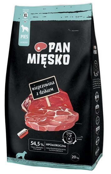 Pan Mięsko Karma sucha dla psa - wieprzowina i dzik chrupki XL 20kg