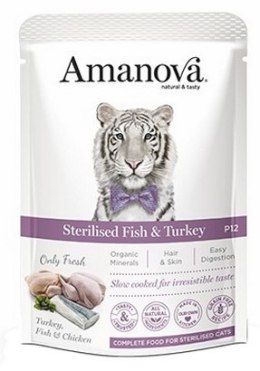 Amanova Cat Sterilised Fish & Turkey - biała ryba i indyk saszetka 85g [P12]